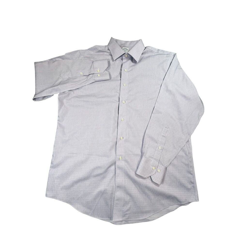 Brooks Brothers 346 Men’s Dress Shirt 16.5 4/5 Purple Check Regular Fit Cotton